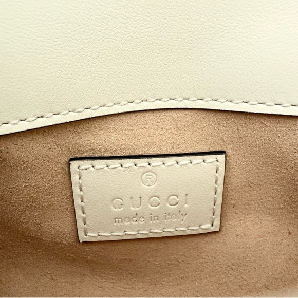 New Gucci Marmont GG belt shoulder leather mini bag with chain size 65 white - Picture 7 of 15